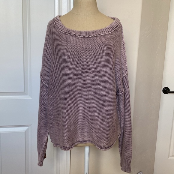 Mustard Seed Distressed Sweater Womens L Dusty Rose Faded Boho Oversized boxy - Picture 1 of 8
